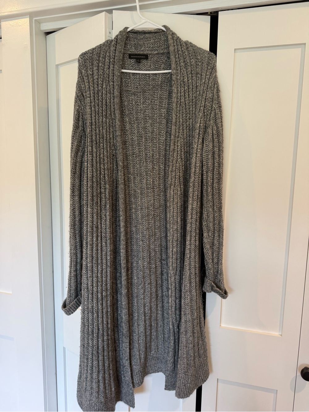 Banana Republic Open-Front Gray Ribbed Knit Cardigan Sweater - Womens Size M